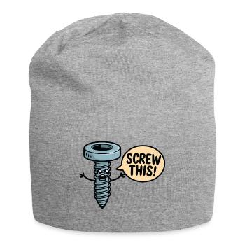 Screw This Cartoon Screw Character - Jersey Beanie - heather grey - Front