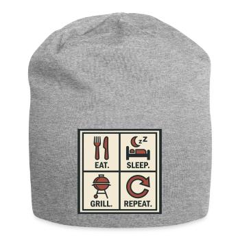 Eat Sleep Grill Start Again Barbecue - Jersey Beanie - heather grey - Front