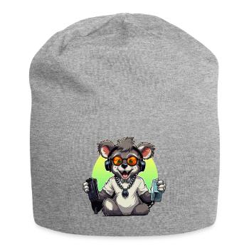 Gamer Koala with Headset - Jersey Beanie - heather grey - Front