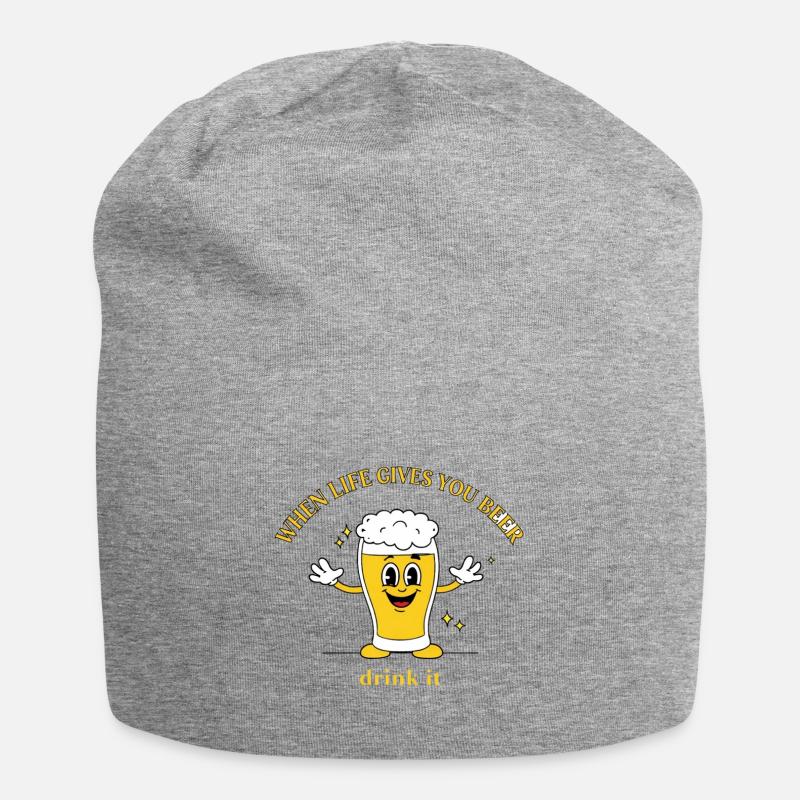 Devise de la bière Devise Cartoon - Bonnet en jersey - gris chiné