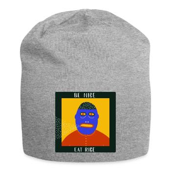 Be Nice Eat Rice : graphique d’art populaire surréaliste et excentrique - Bonnet en jersey - gris chiné - Devant