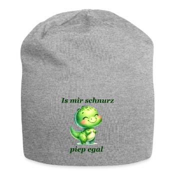 Schnurz piep egal Lustiger Spruch süßer Dino - Jersey-Beanie - Grau meliert - Vorne