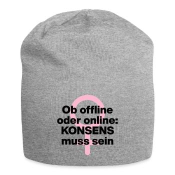 OB OFFLINE ODER ONLINE: KONSENS! ♀ FEMALE POWER - Jersey-Beanie - Grau meliert - Vorne