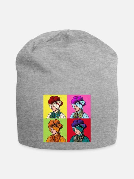 Schwarzwaldmädel Pop Art – Tradition trifft Modern - Jersey-Beanie - Grau meliert