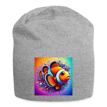 Poisson-clown - Bonnet en jersey - gris chiné - Devant