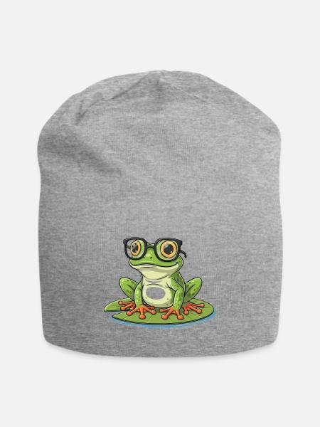 Smart Frog – lustiges Design mit Lunett - Jersey-Beanie - Grau meliert