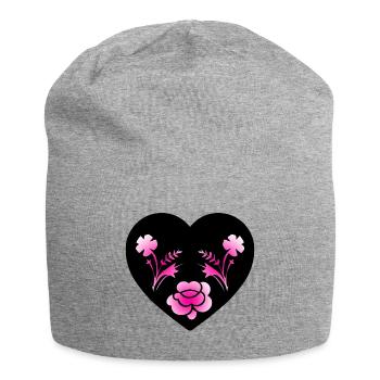 Blumen - Jersey-Beanie - Grau meliert - Vorne