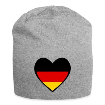 Schwarze Deutschland Herzflagge – Moderner Stil - Jersey Beanie - heather grey - Front
