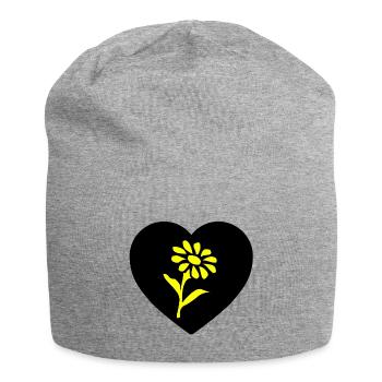 Blumen - Jersey-Beanie - Grau meliert - Vorne