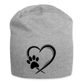 Pfote Herz - Jersey-Beanie - Grau meliert - Vorne