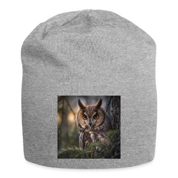 Hibou dans le brouillard forestier - Bonnet en jersey - gris chiné - Devant