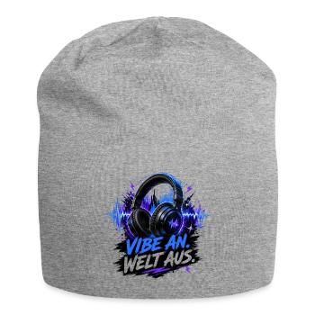 vibe on -world off - Jersey Beanie - heather grey - Front