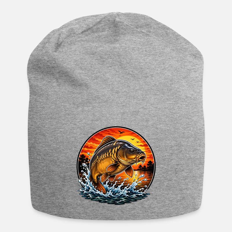 Saut de la carpe miroir du coucher de soleil - Bonnet en jersey - gris chiné