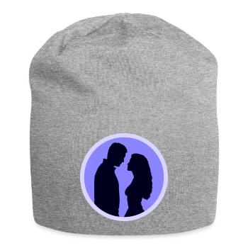 Couple Silhouette Love Romance Valentine's Day Boyfriend - Jersey Beanie - heather grey - Front