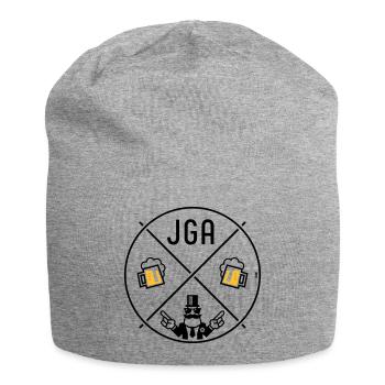 JGA Bräutigam Handzeichen Bier Kreis Symbol POS 2C - Jersey-Beanie - Grau meliert - Vorne