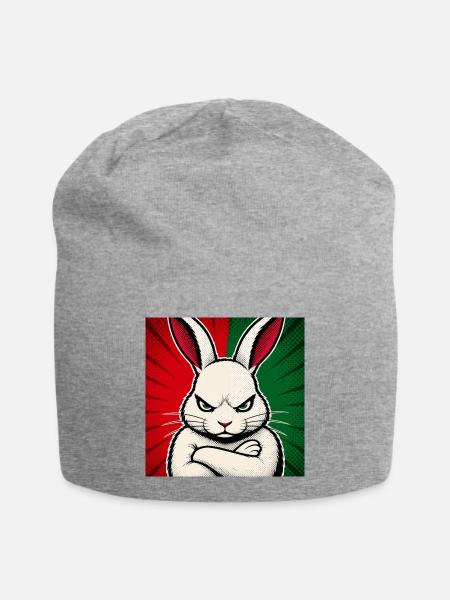 Hase mit Null-Bock auf Weihnachten - Jersey-Beanie - Grau meliert