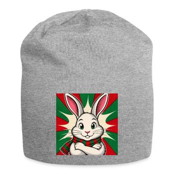 Hase mit Lust auf Weihnachten - Jersey-Beanie - Grau meliert - Vorne