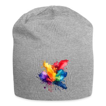 Farbspritzer Explosion - Jersey-Beanie - Grau meliert - Vorne