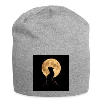 Wolfssilhouette unter Vollmond - Jersey-Beanie - Grau meliert - Vorne