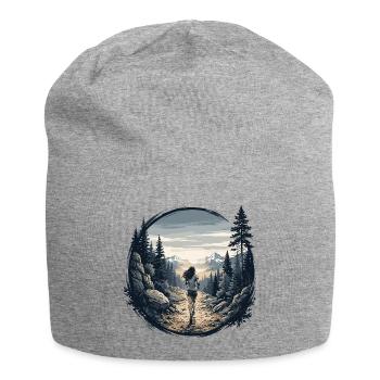 Weibliche Trailrunnerin - Jersey-Beanie - Grau meliert - Vorne