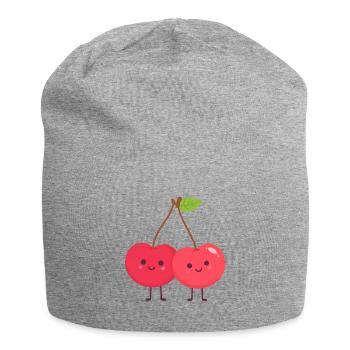 Duo cerises câlines - Bonnet en jersey - gris chiné - Devant