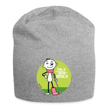 Strichel - Hals und Beinbruch - Genesungswünsche  - Jersey-Beanie - Grau meliert - Vorne