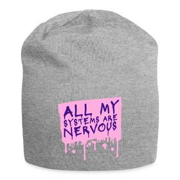 Tous mes systèmes sont nerveux, peur drôle, logo de nerd - Bonnet en jersey - gris chiné - Devant