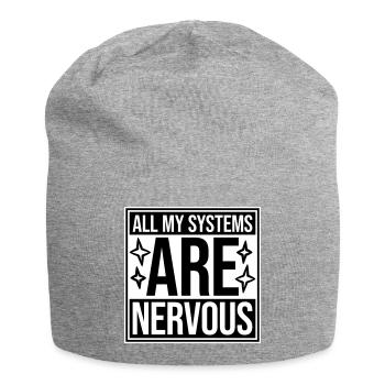 All My Systems Are Nervous Lustig Angst Nerd Logo - Jersey-Beanie - Grau meliert - Vorne