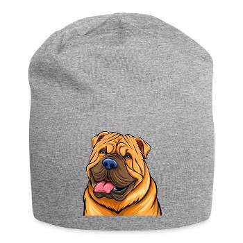 Shar-Pei (Comic-Porträt) - Jersey-Beanie - Grau meliert - Vorne