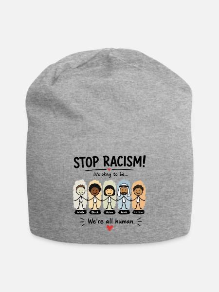Stopp Rassismus wir sind alle Menschen - Jersey-Beanie - Grau meliert