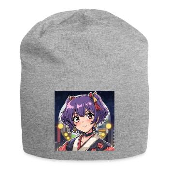 stickers style manga - Bonnet en jersey - gris chiné - Devant