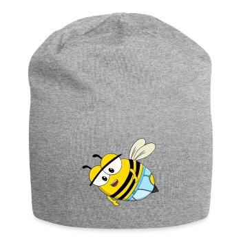 Une mignonne abeille de dessin animé en sous-vêtements bleus - Bonnet en jersey - gris chiné - Devant