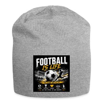 Fußball ist Leben - Jersey-Beanie - Grau meliert - Vorne