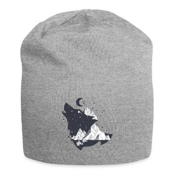 Howling Wolf Mountains Nature Design - Jersey Beanie - heather grey - Front