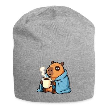 Don't Worry, Be Capy - Funny Coffee Capybara - Jersey Beanie - heather grey - Front