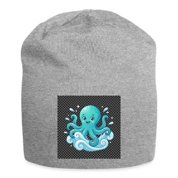 Cheerful Octopus with Waves - Jersey Beanie - heather grey - Front