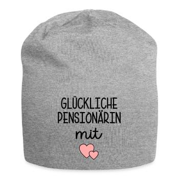 Herz - Glückliche Pensionärin - Jersey-Beanie - Grau meliert - Vorne