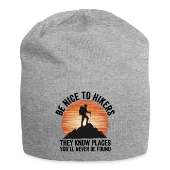 Hiking - Outdoor Adventure - Be Nice to Hikers - Jersey Beanie - heather grey - Front