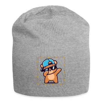 Hip Hop Bear with Cap and Sunglasses - Jersey Beanie - heather grey - Front