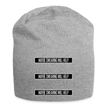 Maybe Swearing Will Help Sarcastic Saying Graphic - Jersey Beanie - heather grey - Front