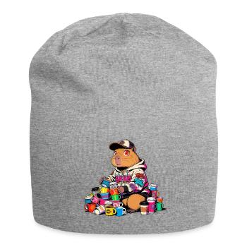 Capybara collectionneur de tasses - Bonnet en jersey - gris chiné - Devant