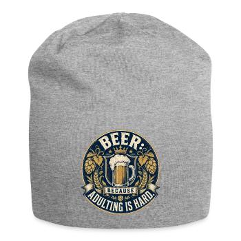 Drôle de proverbe de bière | L’âge adulte est difficile - Bonnet en jersey - gris chiné - Devant
