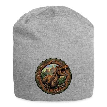T Rex Dino in the fossil ring - Jersey Beanie - heather grey - Front