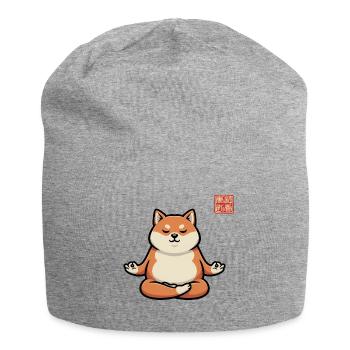 Zen Shiba Pup Meditation - Jersey Beanie - heather grey - Front