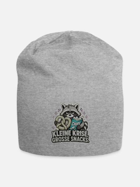 Kleine Krise, große Snacks - Jersey-Beanie - Grau meliert