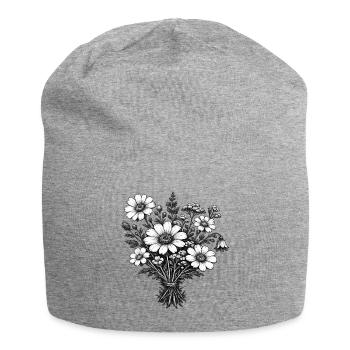 Vintage Wildflowers Linocut Botany - Jersey Beanie - heather grey - Front