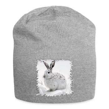Lapin d’hiver dans la neige - Bonnet en jersey - gris chiné - Devant