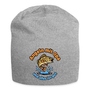 Angeln mit Opa – Alles Ist Gut - Jersey-Beanie - Grau meliert - Vorne