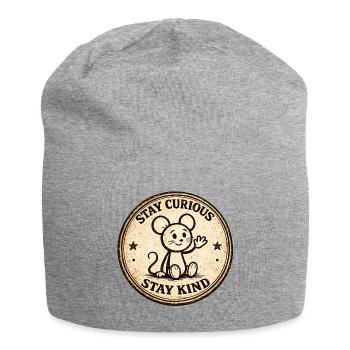 Insigne vintage de la souris curieuse - Bonnet en jersey - gris chiné - Devant