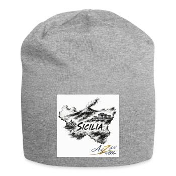AZZO Sizilien Skizzenkarte - Jersey-Beanie - Grau meliert - Vorne